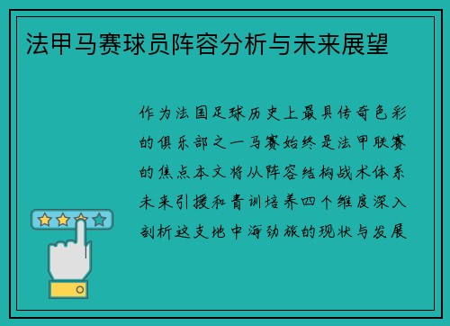 法甲马赛球员阵容分析与未来展望