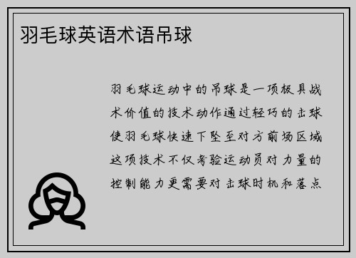 羽毛球英语术语吊球
